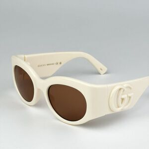 NEW Gucci GG1544S 004 Ivory Brown Unisex Oval Sunglasses GG 1544S